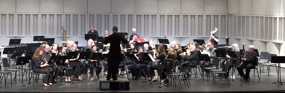 Image of adults in a band on a stage.